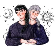 Illustration of gemini zodiac sign character