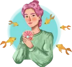 Illustration of pisces zodiac sign character