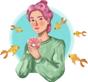 Illustration of pisces zodiac sign character